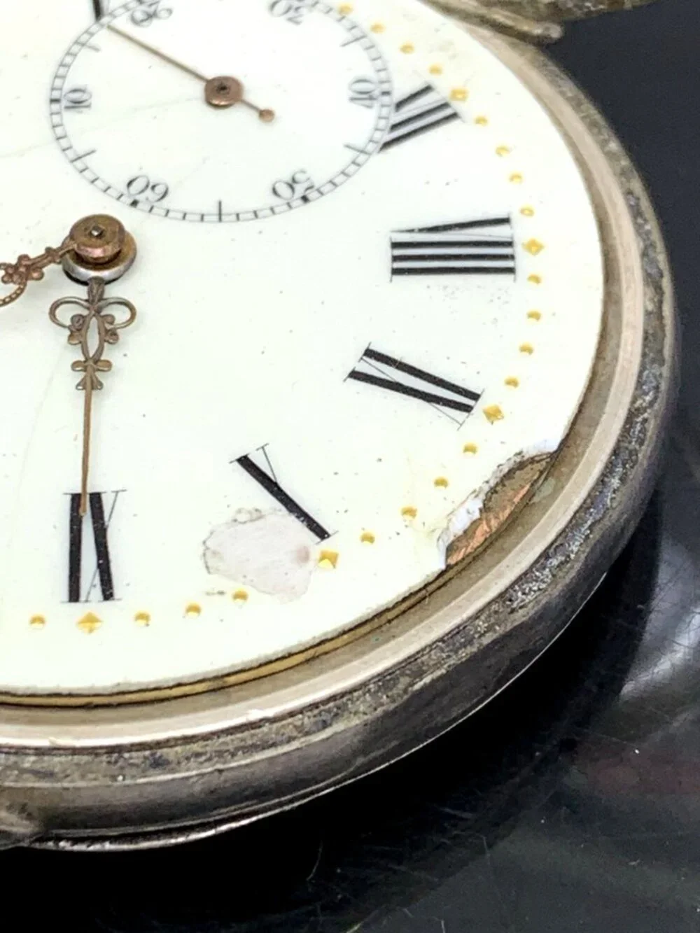 Antique Pocket Watch German Reichskrone Imperial Crown .800 Silver Case 50mm